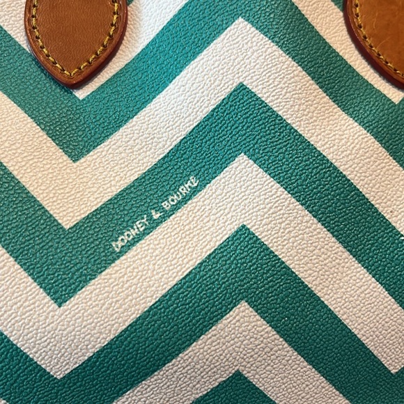 Dooney& Bourke Satchel Shoulder Bag Wavy Lines coated canvas green / Wh   Brown - Picture 8 of 17
